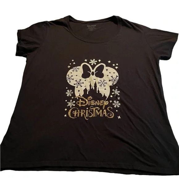 Disney Christmas Women’s Short Sleeve T-Shirt Black Size 2X Gildan Brand T-Shirt - Picture 7 of 7